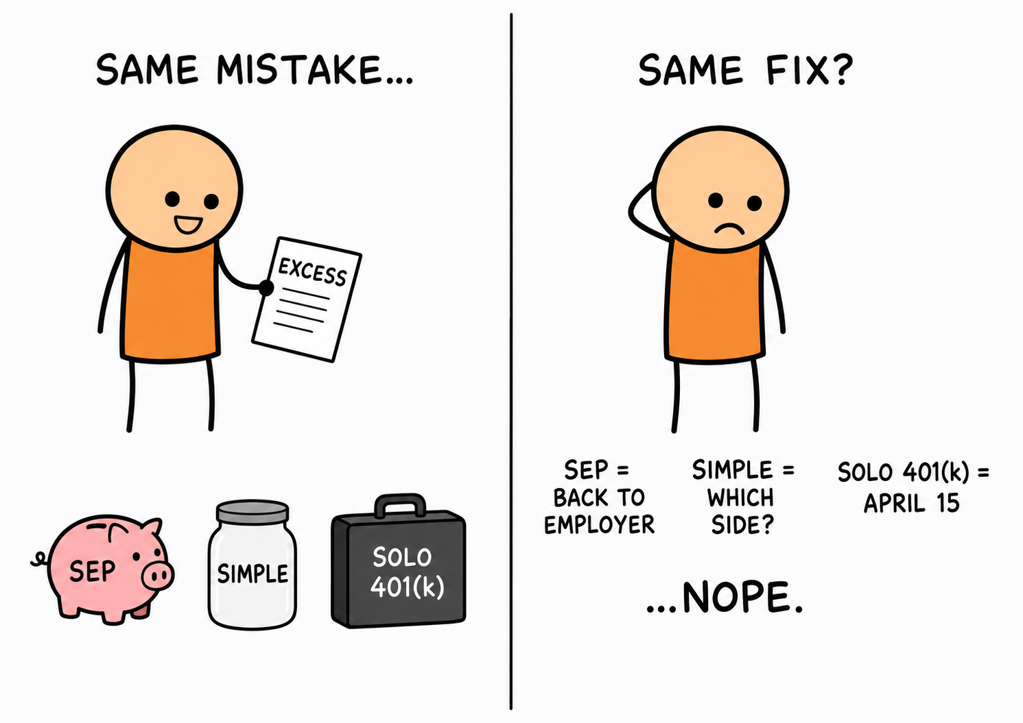 Fixing an excess contribution in a SEP, SIMPLE, or Solo 401(k)